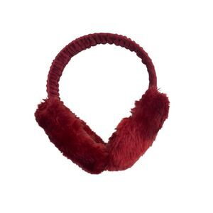 Vintage Red Faux Fur Earmuffs Womens Snow Fluffy Plush Winter Cozy Warm Folding